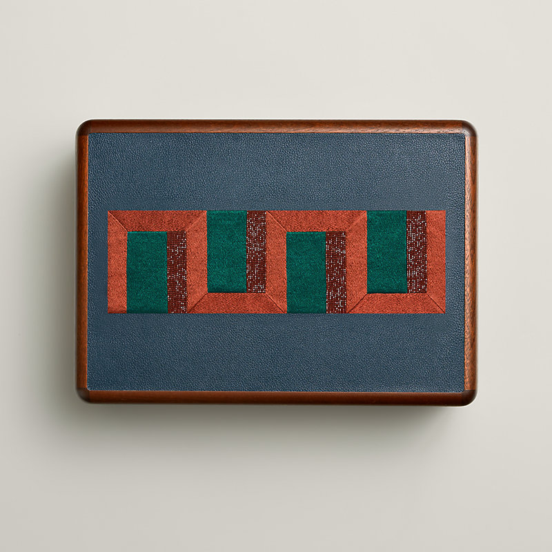 エルメス Casaque Perspectives Indiennes watch and cufflink box - Blue